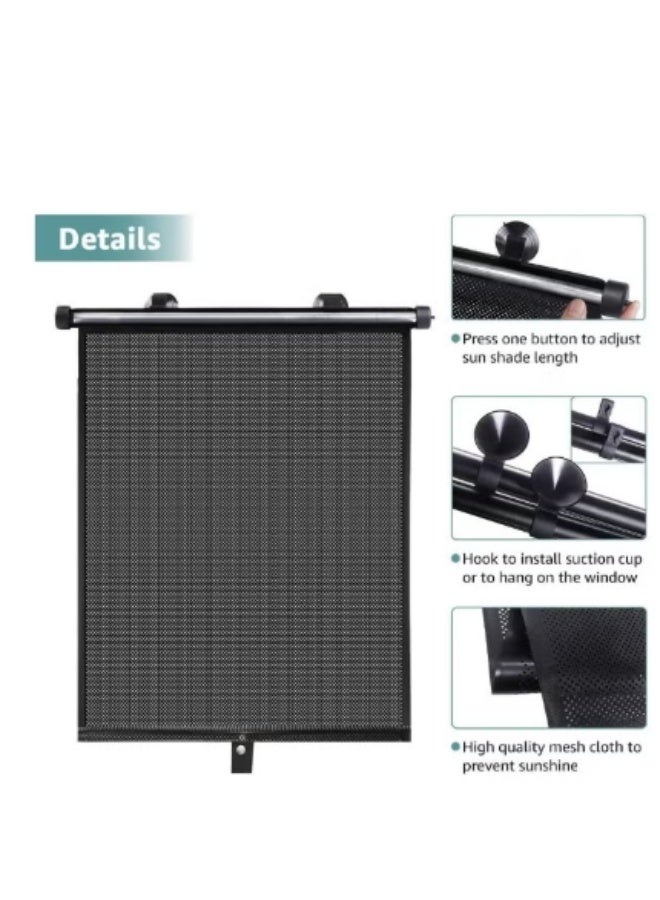 Sure! Here’s the translation in Arabic:  حاجب شمس نافذة السيارة الجانبية، عبوة من 2 حامل قابل للسحب لحاجب الشمس، حاجب الشمس القابل للسحب للسيارة، أغطية نافذة السيارة، لحماية من الأشعة فوق البنفسجية وتوهج الشمس، ملحقات سفر للأطفال في السيارة (17"x19") - Image 5